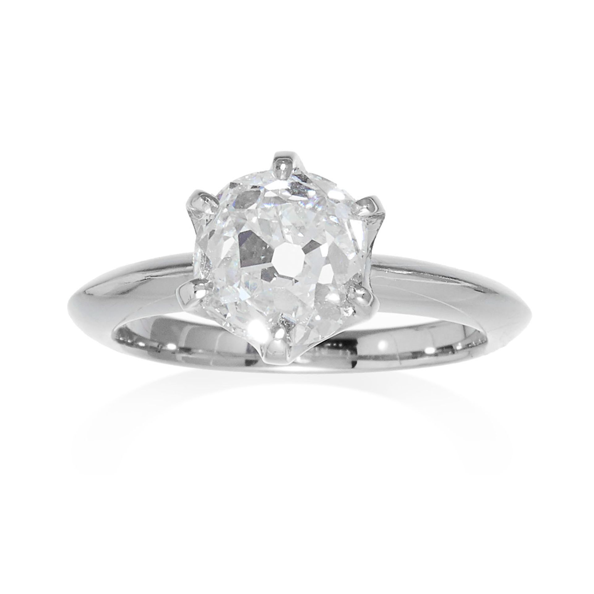 A 3.33 CARAT OLD CUT DIAMOND SOLITAIRE RING in platinum, set with an old cut diamond totalling
