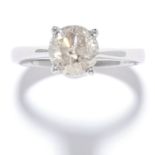 1.53 CARAT SOLITAIRE DIAMOND RING in 18ct white gold, set with a round cut diamond of