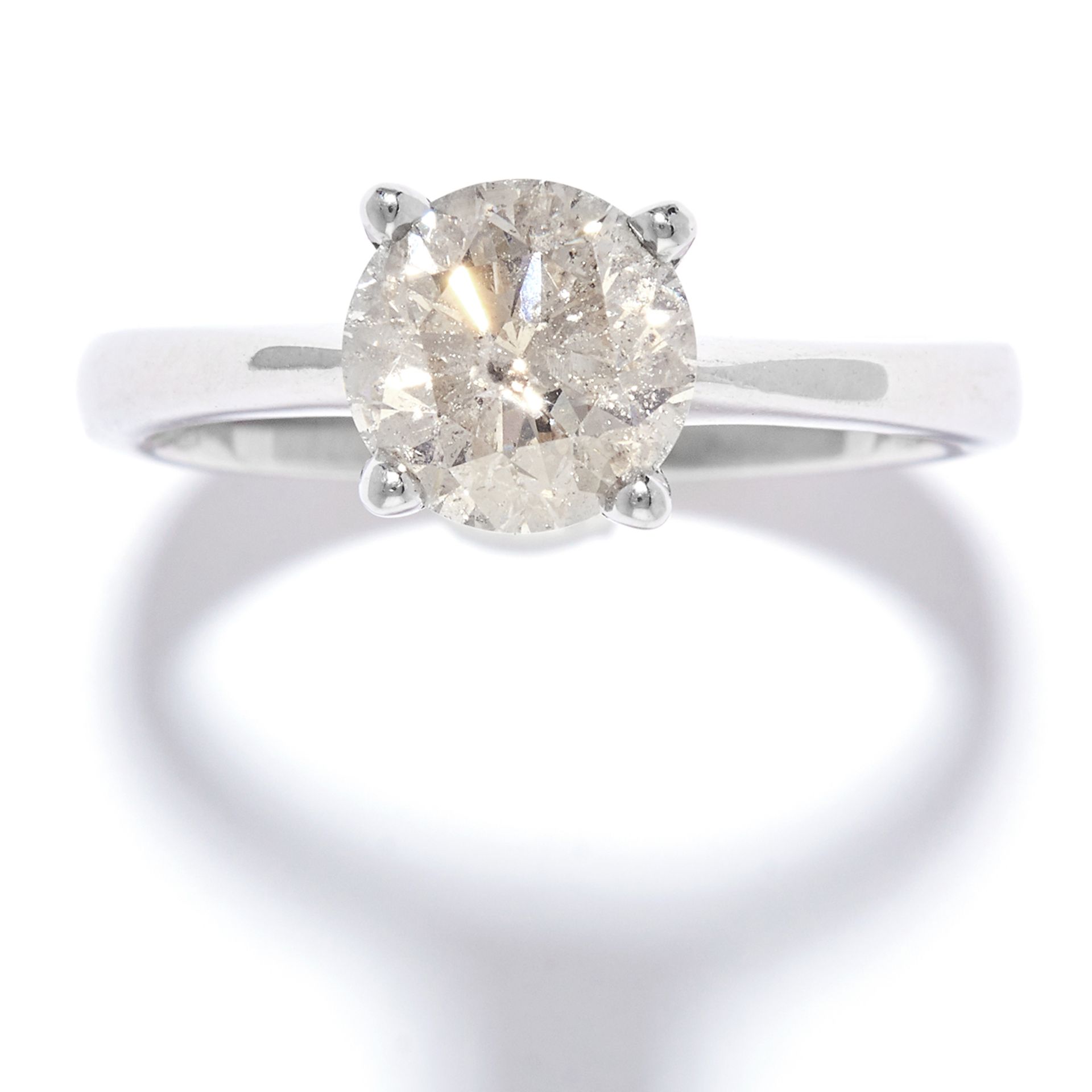 1.53 CARAT SOLITAIRE DIAMOND RING in 18ct white gold, set with a round cut diamond of