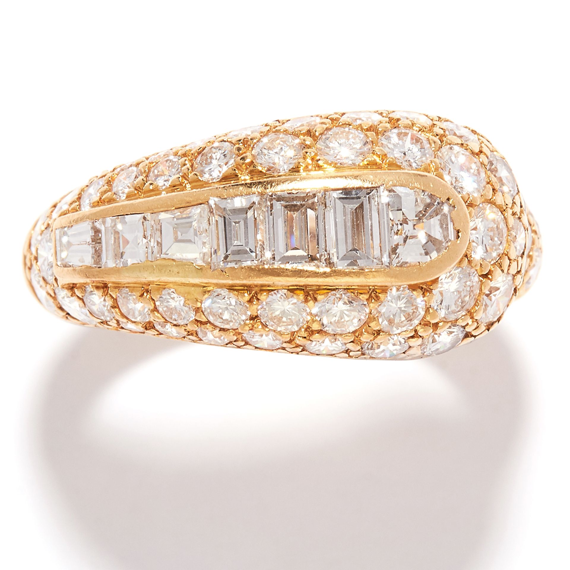 VINTAGE DIAMOND DRESS RING, BOUCHERON in 18ct yellow gold, the graduated, coiled band jewelled