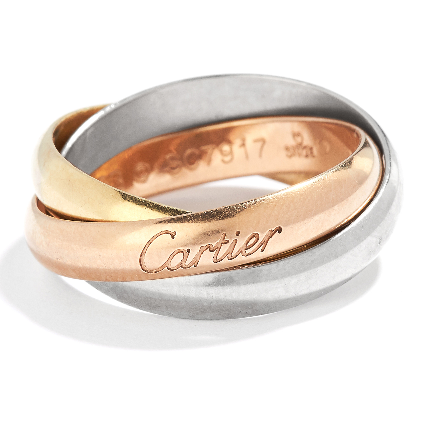 TRINITY DE CARTIER WEDDING BAND RING, CARTIER in 18ct gold, formed of three interlocking bands in