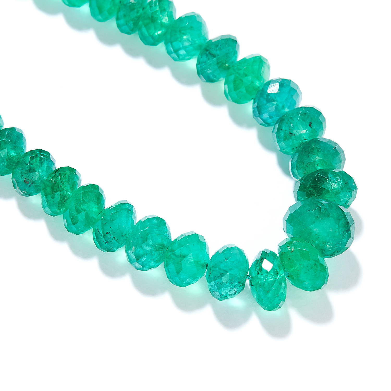 EMERALD BEAD AND DIAMOND NECKLACE in 18ct yellow gold, comprising a row of one hundred and sixteen - Image 2 of 2