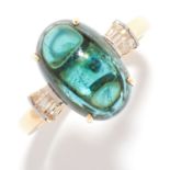 6.20 CARAT TOURMALINE AND DIAMOND DRESS RING in 18ct yellow gold, set with a 6.20 carat cabochon