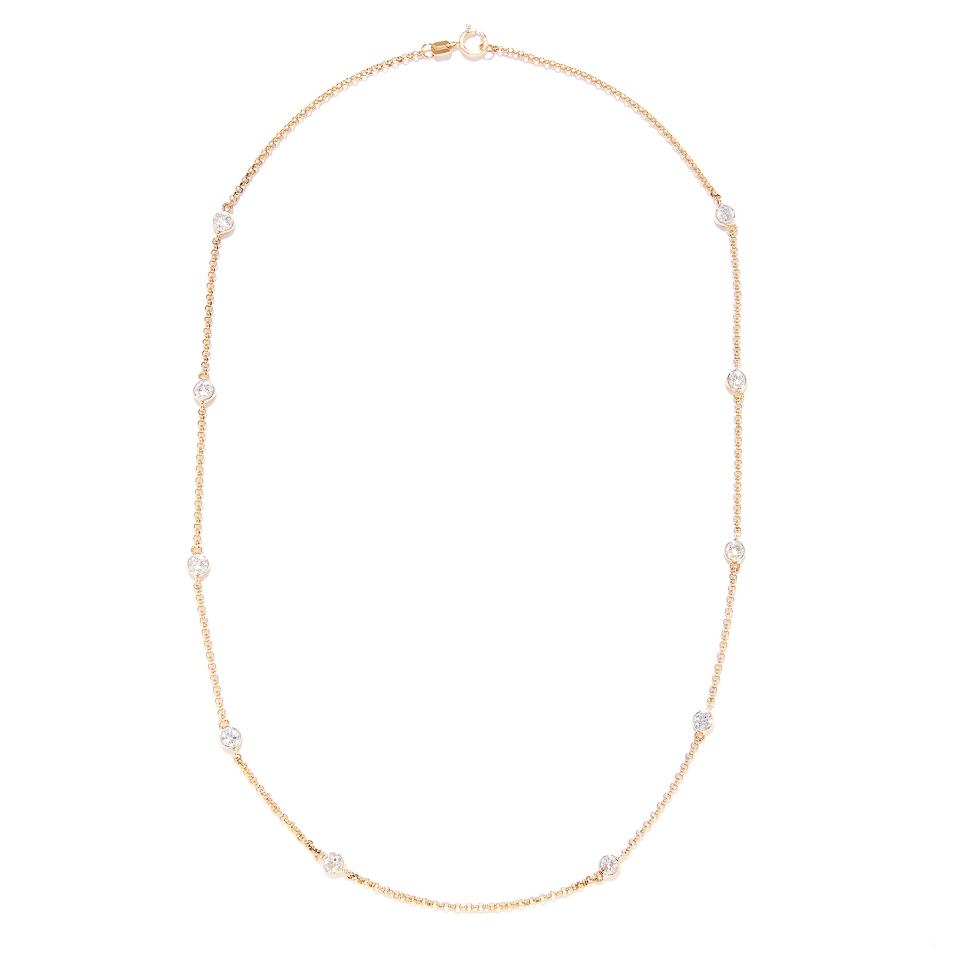 1.75 CARAT DIAMOND CHAIN NECKLACE in 18ct yellow gold, set with ten round cut diamonds totalling