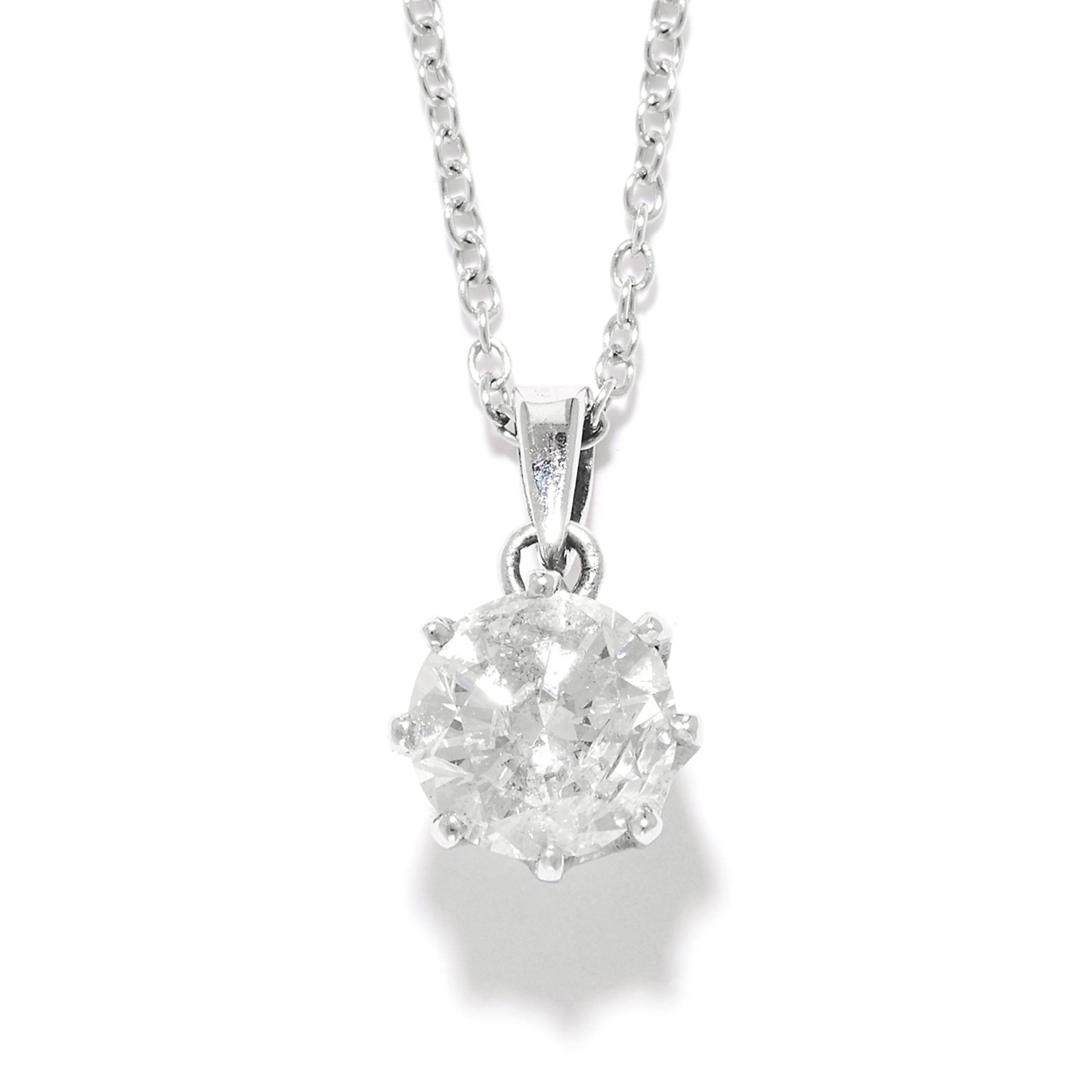 0.94 CARAT SOLITAIRE DIAMOND PENDANT in 18ct white gold, set with a single round brilliant cut