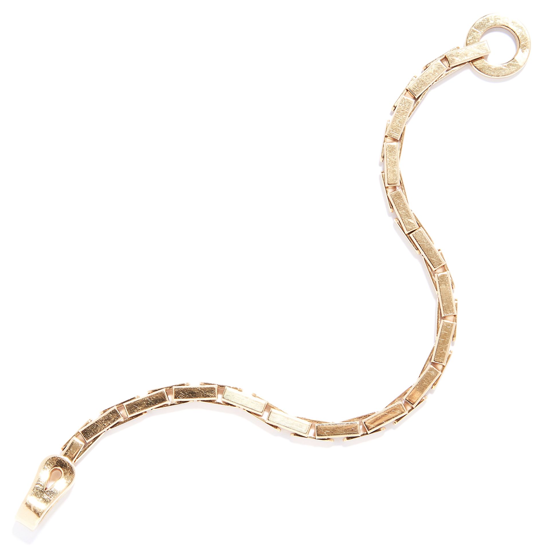 AGRAFE BRACELET, CARTIER in 18ct yellow gold, the alternating rectangular links with circle and loop