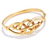 ANTIQUE GOLD KNOT BANGLE in yellow gold, in twisted Celtic knot design, unmarked, 6cm