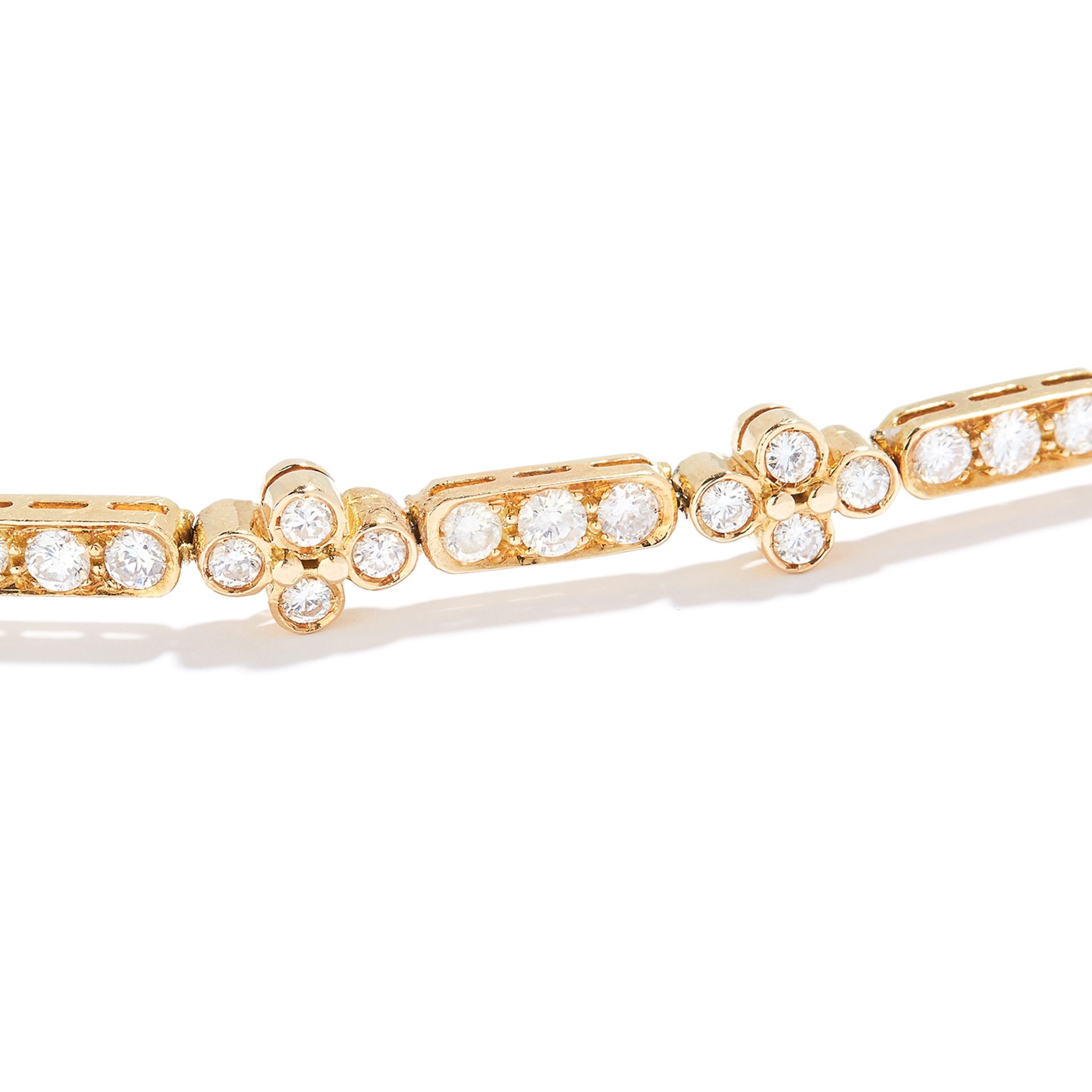 DIAMOND LINE BRACELET in 18ct yellow gold, set with round cut diamonds totalling approximately 3. - Bild 2 aus 2