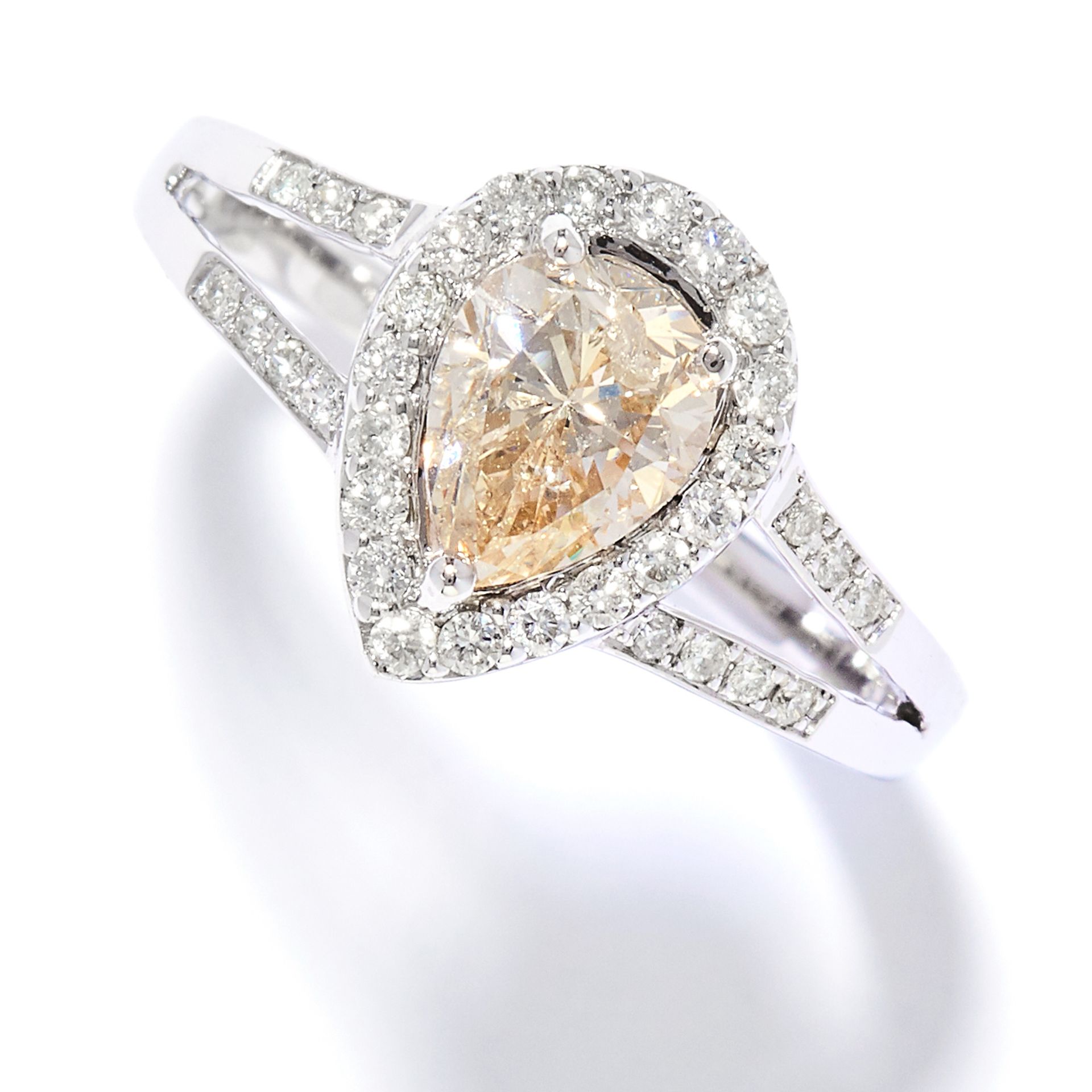 1.01 CARAT DIAMOND DRESS RING in 18ct white gold, comprising of a pear cut diamond of