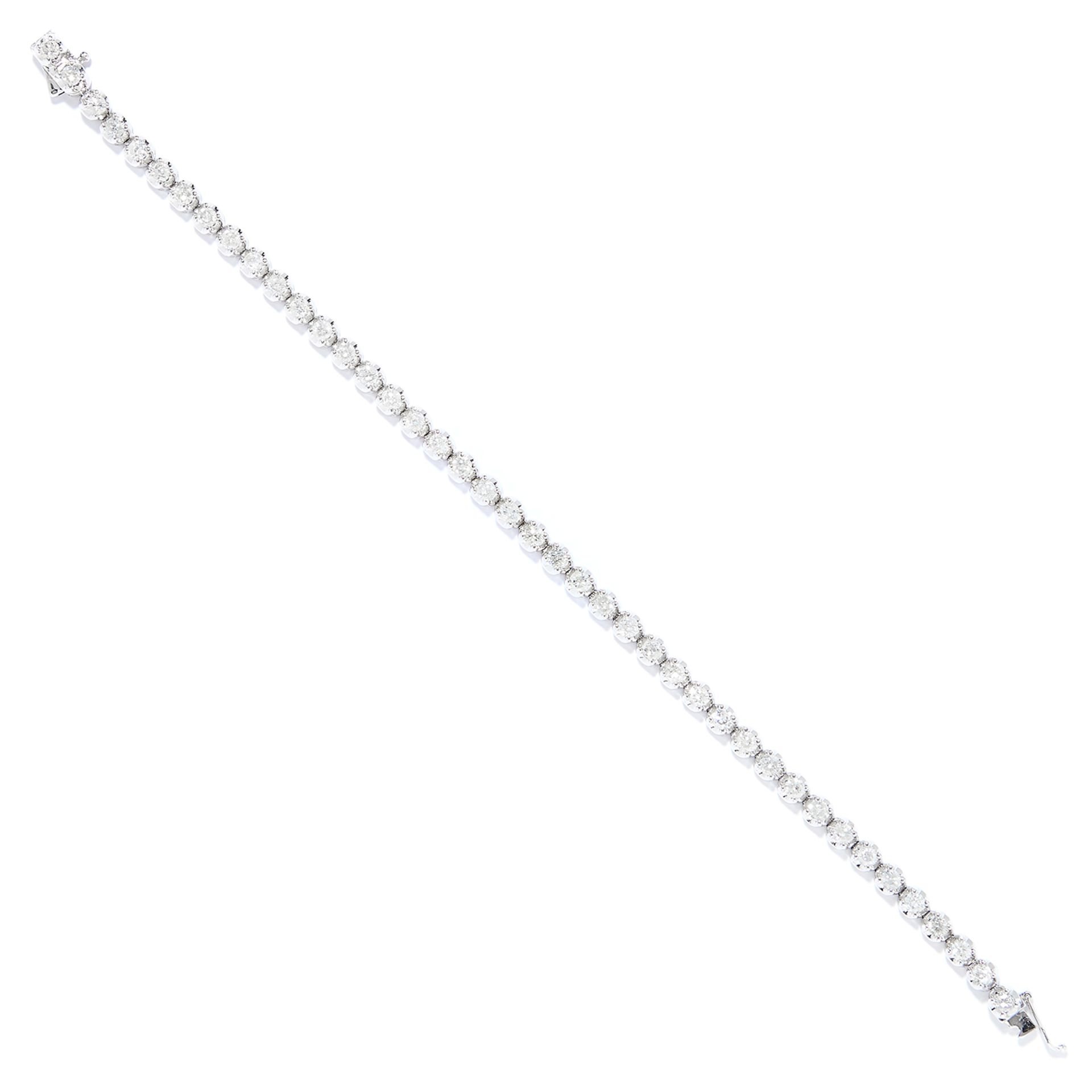 3.25 CARAT DIAMOND LINE BRACELET in 18ct white gold, set with round cut diamonds totalling