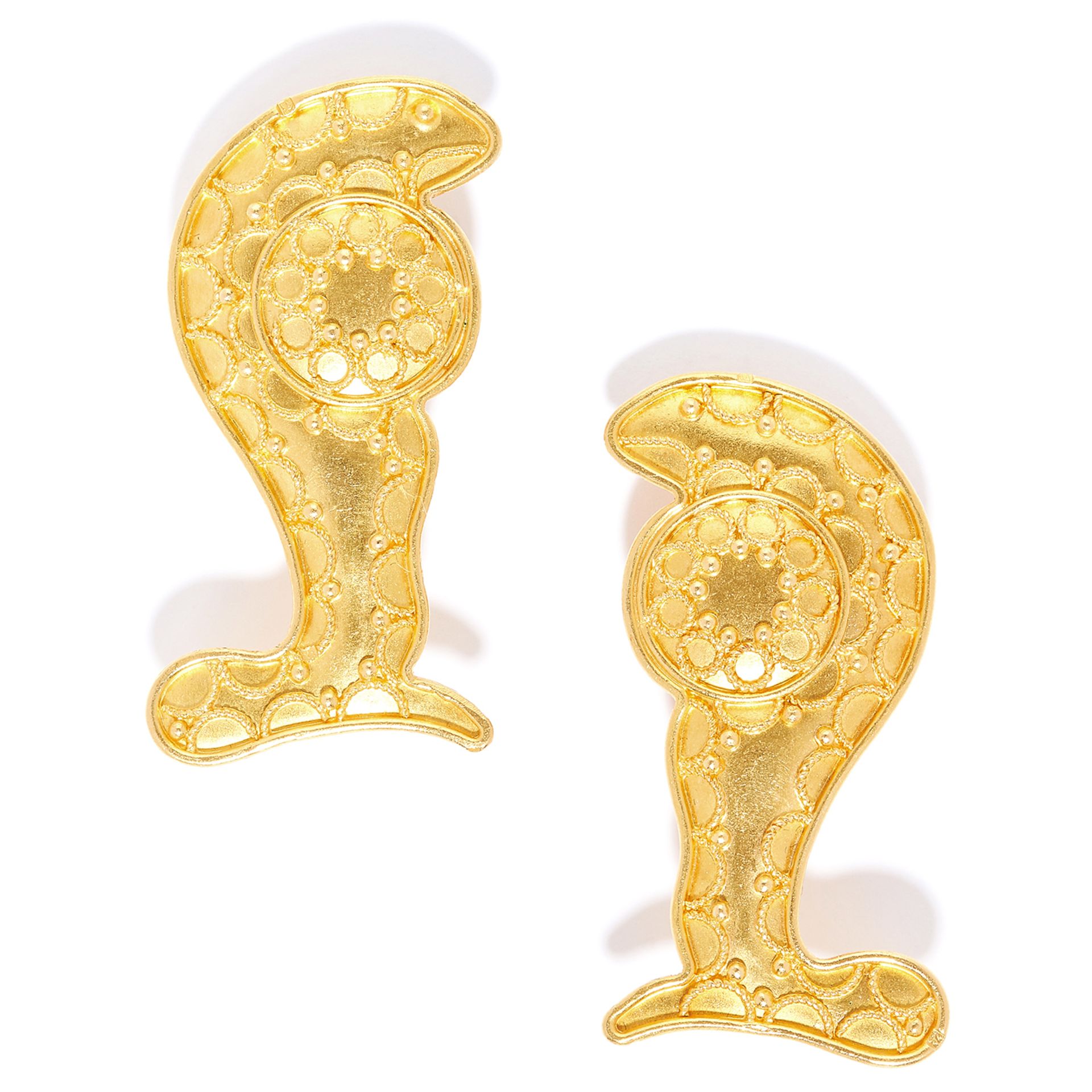 EGYPTIAN GOLD CLIP EARRINGS, NAKHLA in high carat yellow gold, in abstract snake design with gold