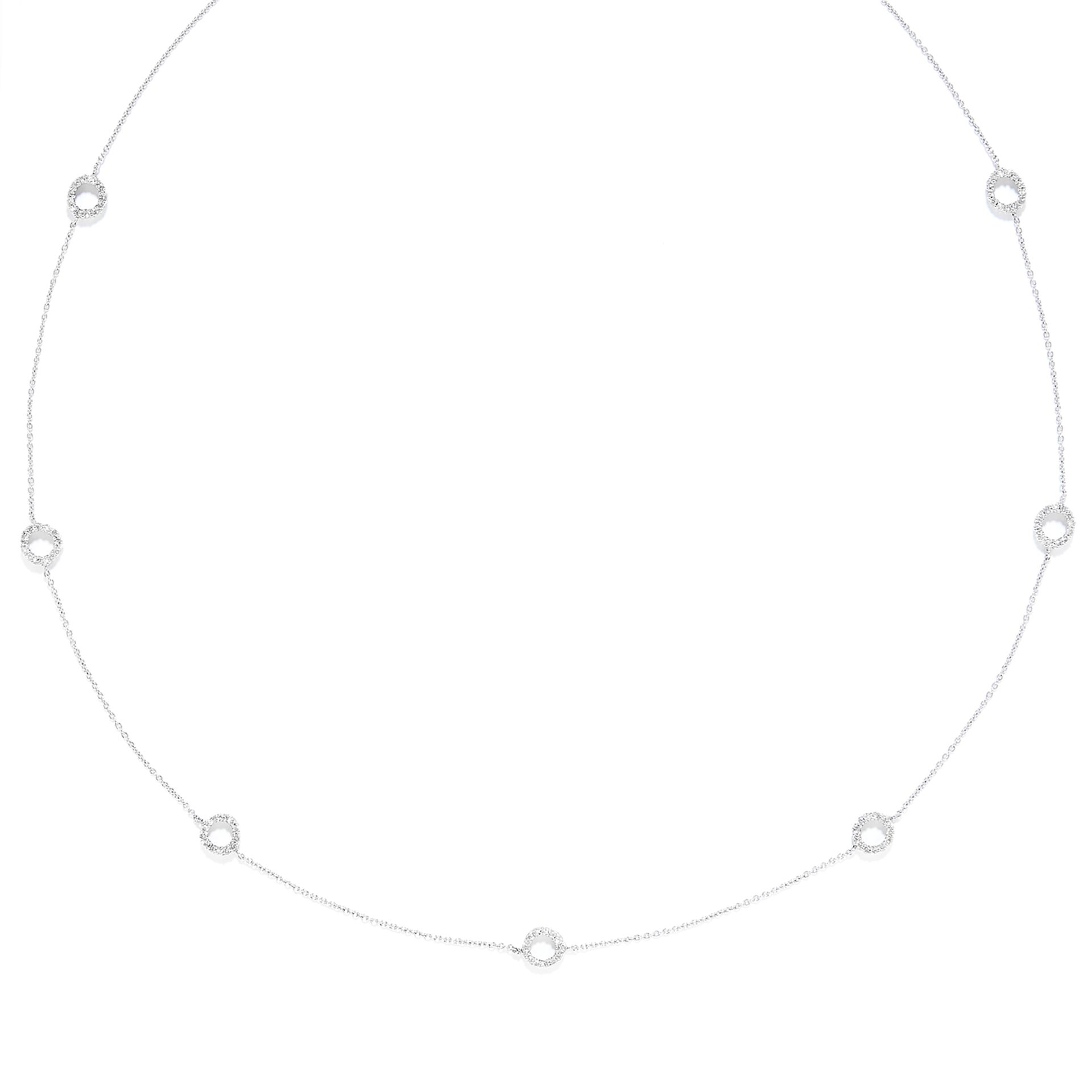 DIAMOND LONGCHAIN NECKLACE in white gold or platinum, comprising of chain and circular links set