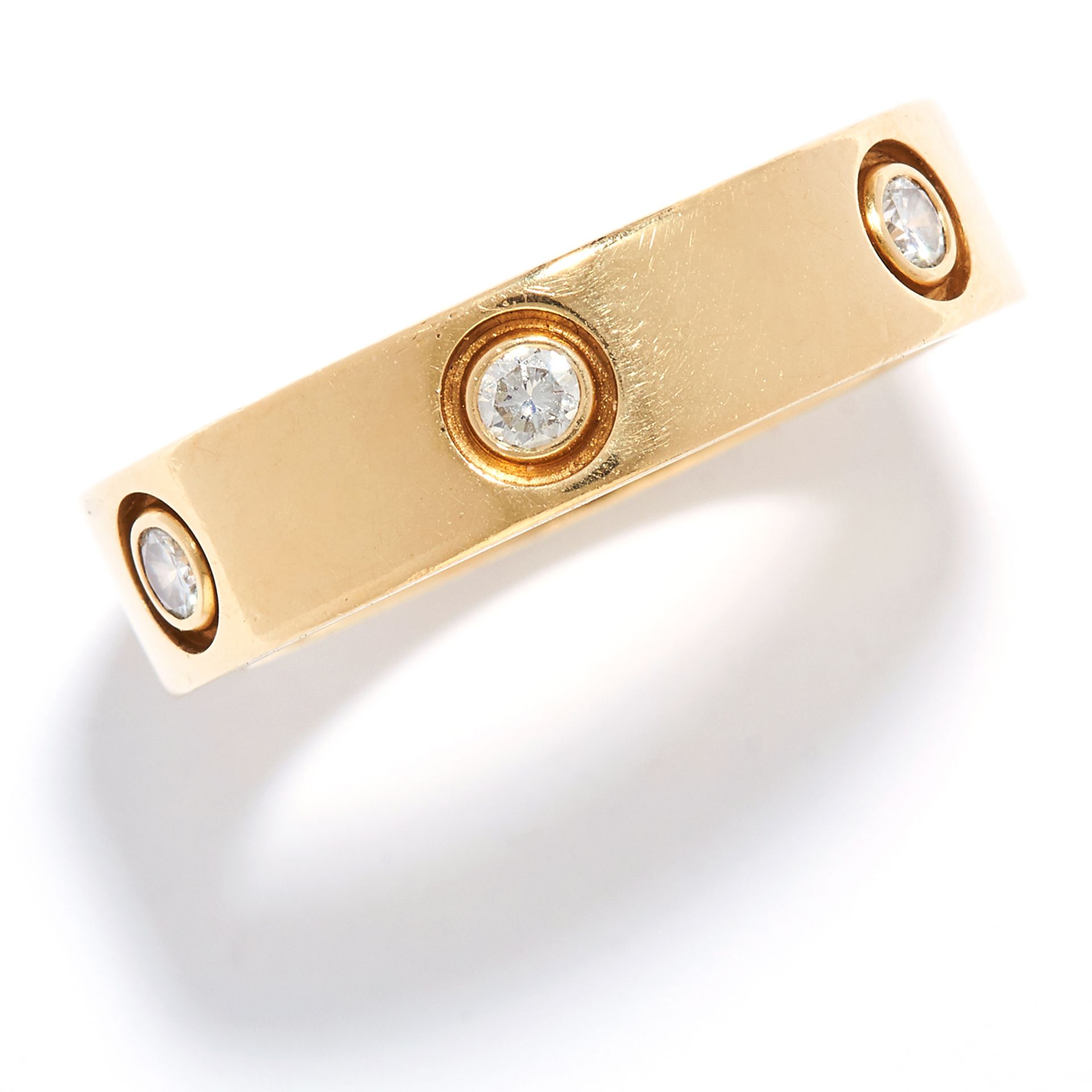 DIAMOND LOVE RING, CARTIER in 18ct yellow gold, set with six round cut diamonds, signed Cartier,