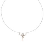 ANTIQUE PEARL AND DIAMOND PENDANT in gold or platinum, comprising of a rose cut diamond and pearl