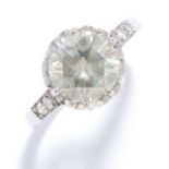 2.15 CARAT DIAMOND RING in 18ct white gold or platinum, set with a round cut diamond of