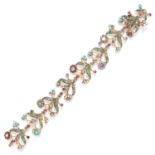 VICTORIAN GEMSET BRACELET, CIRCA 1850 in gold or silver, in foliate design set with opals, pearls,