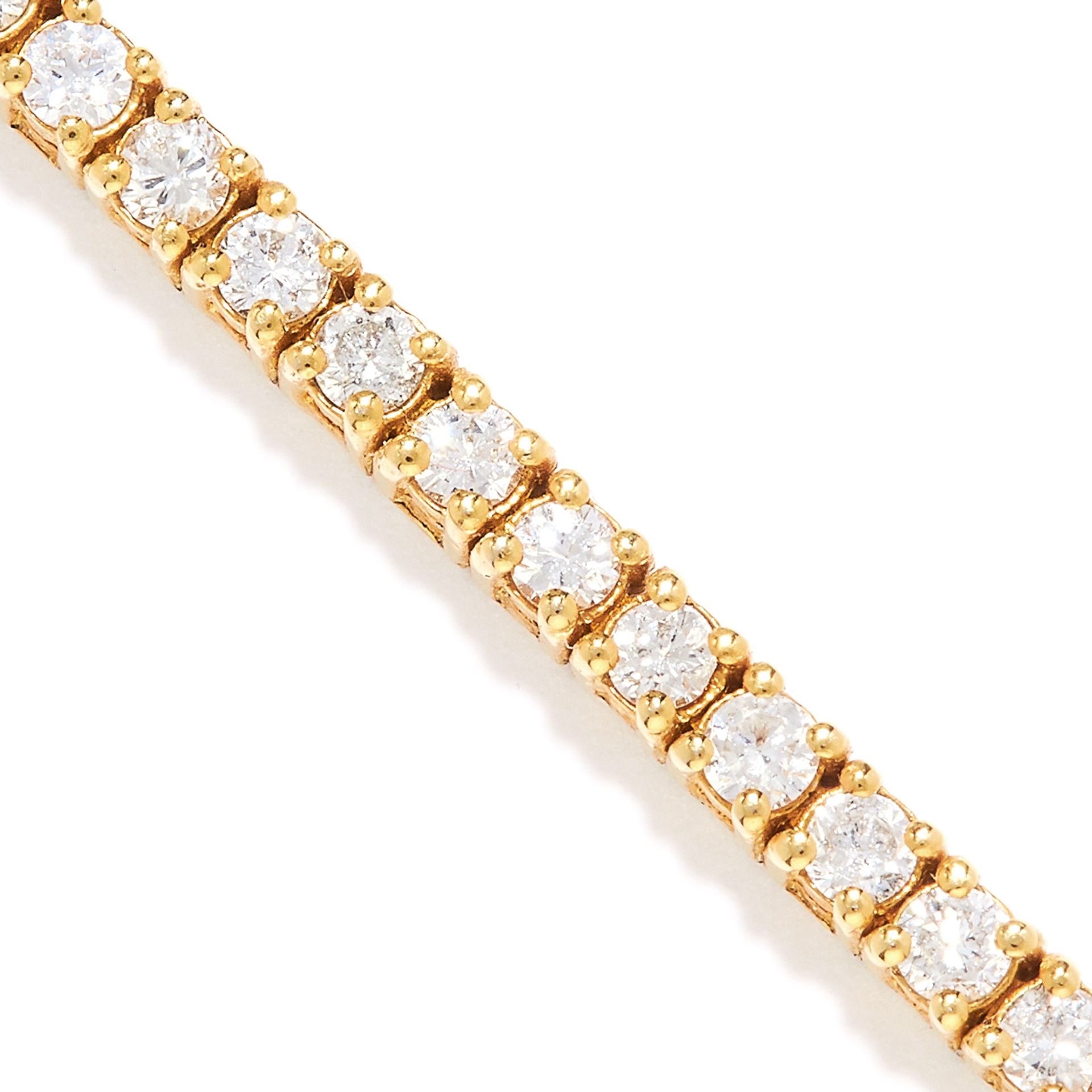 TWO DIAMOND LINE BRACELETS in 18ct gold, each set with a row of round cut diamonds, in yellow and - Bild 3 aus 4