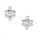 1.26 CARAT DIAMOND EAR STUDS in platinum, set with French cut diamonds totalling approximately 1.