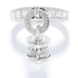 B.ZERO 1 DIAMOND RING, BULGARI in 18ct white gold, set with round cut diamonds, suspending
