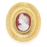 ANTIQUE CAMEO BROOCH, 19TH CENTURY in high carat yellow gold, set with a carved cameo of a lady in