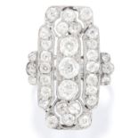 ART DECO DIAMOND DRESS RING in white gold or platinum, in Art Deco design set with old cut diamonds,