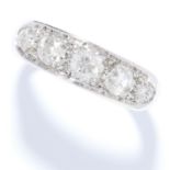 DIAMOND FIVE STONE RING in white gold or platinum, set with five round cut diamonds, French assay