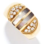 DIAMOND AND MOTHER OF PEARL DRESS RING, FRENCH in high carat yellow gold, set with mother of pearl