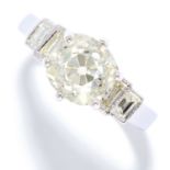 2.34 CARAT DIAMOND RING in 18ct white gold, set with an old cut diamond of approximately 2.34 carats
