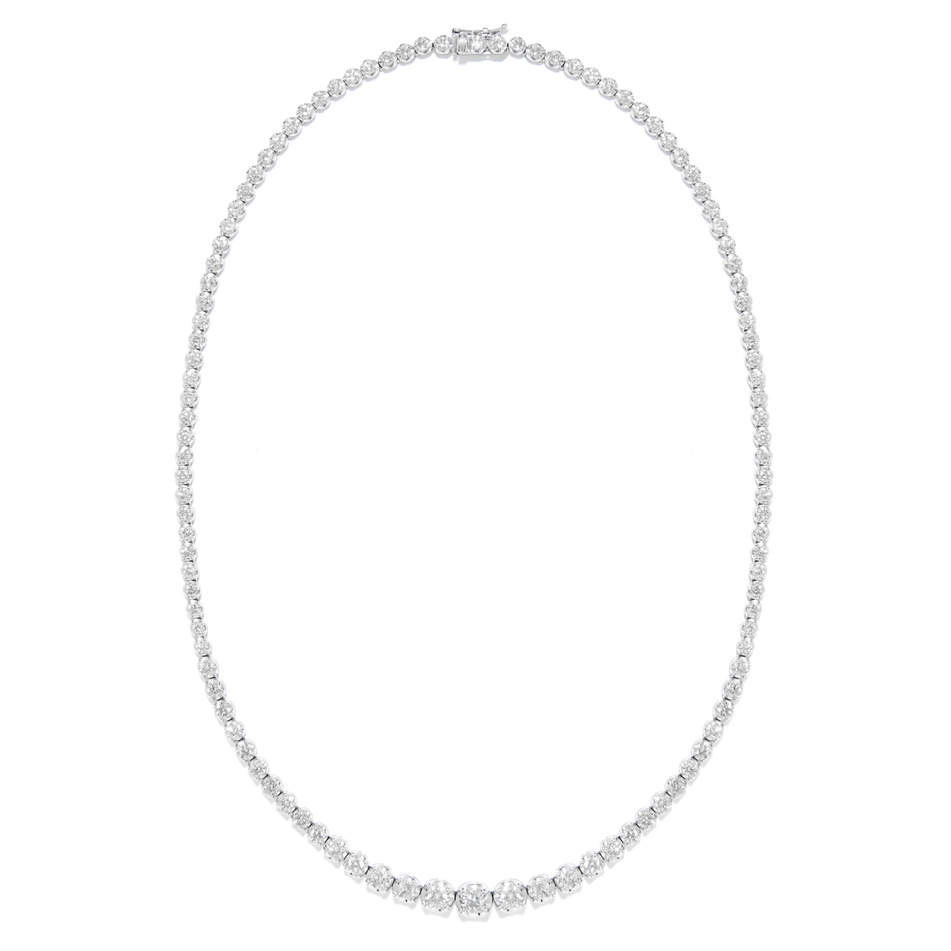 10.00 CARAT DIAMOND RIVIERA NECKLACE in 18ct white gold, set with graduating round cut diamonds