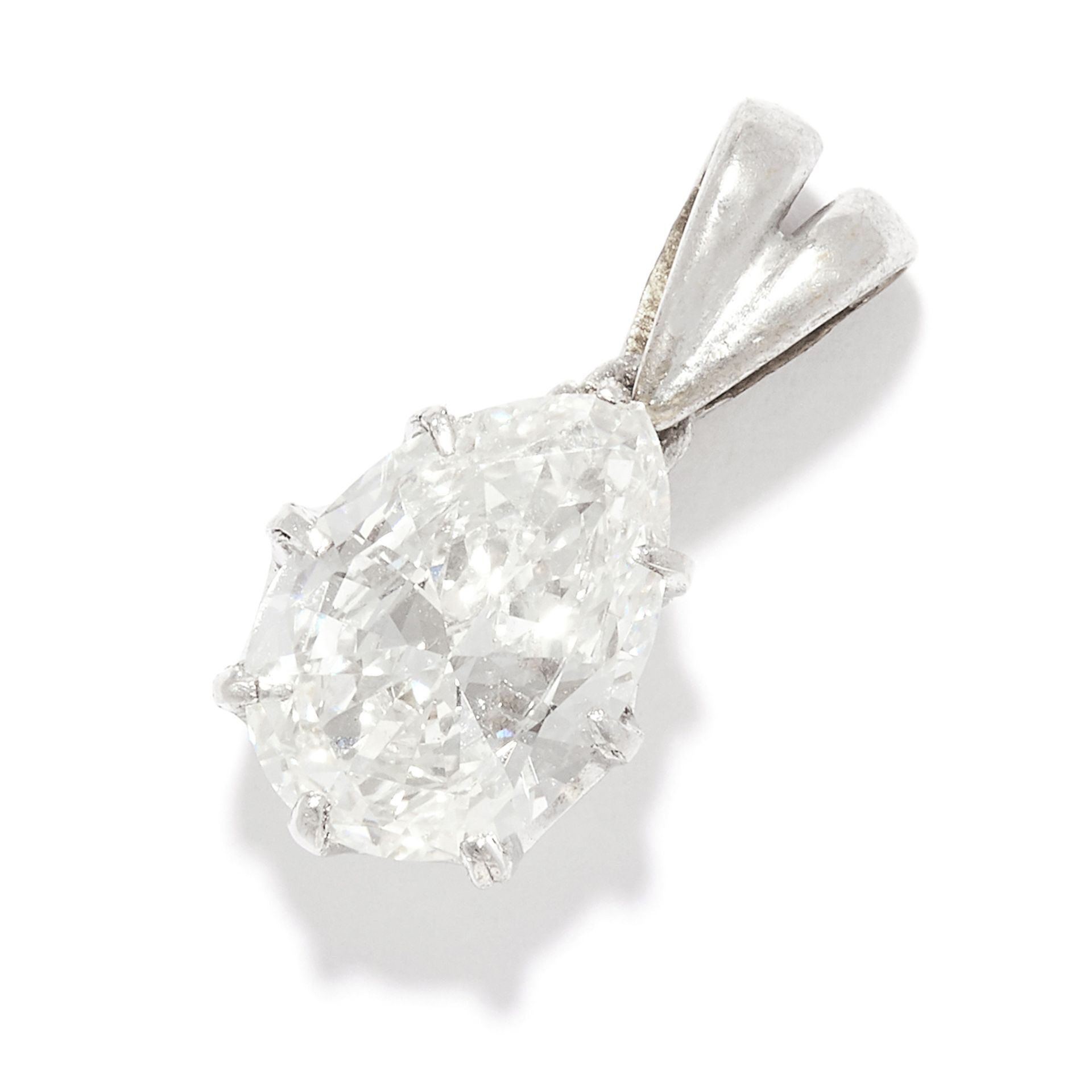 1.28 CARAT DIAMOND PENDANT in white gold or platinum, comprising of a pear cut diamond of