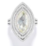 3.02 CARAT DIAMOND DRESS RING in 18ct white gold, set with a marquise rose cut diamond of