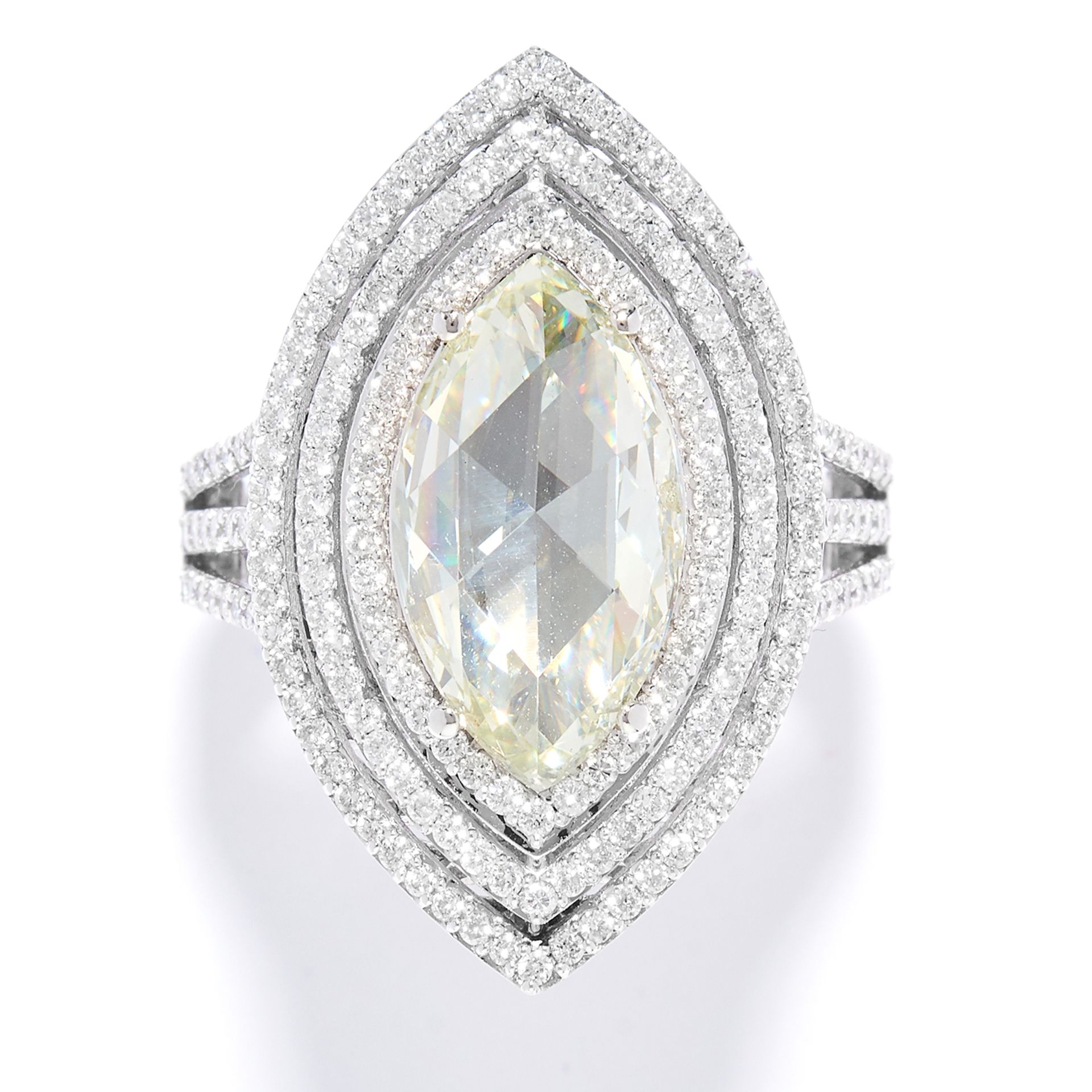 3.02 CARAT DIAMOND DRESS RING in 18ct white gold, set with a marquise rose cut diamond of