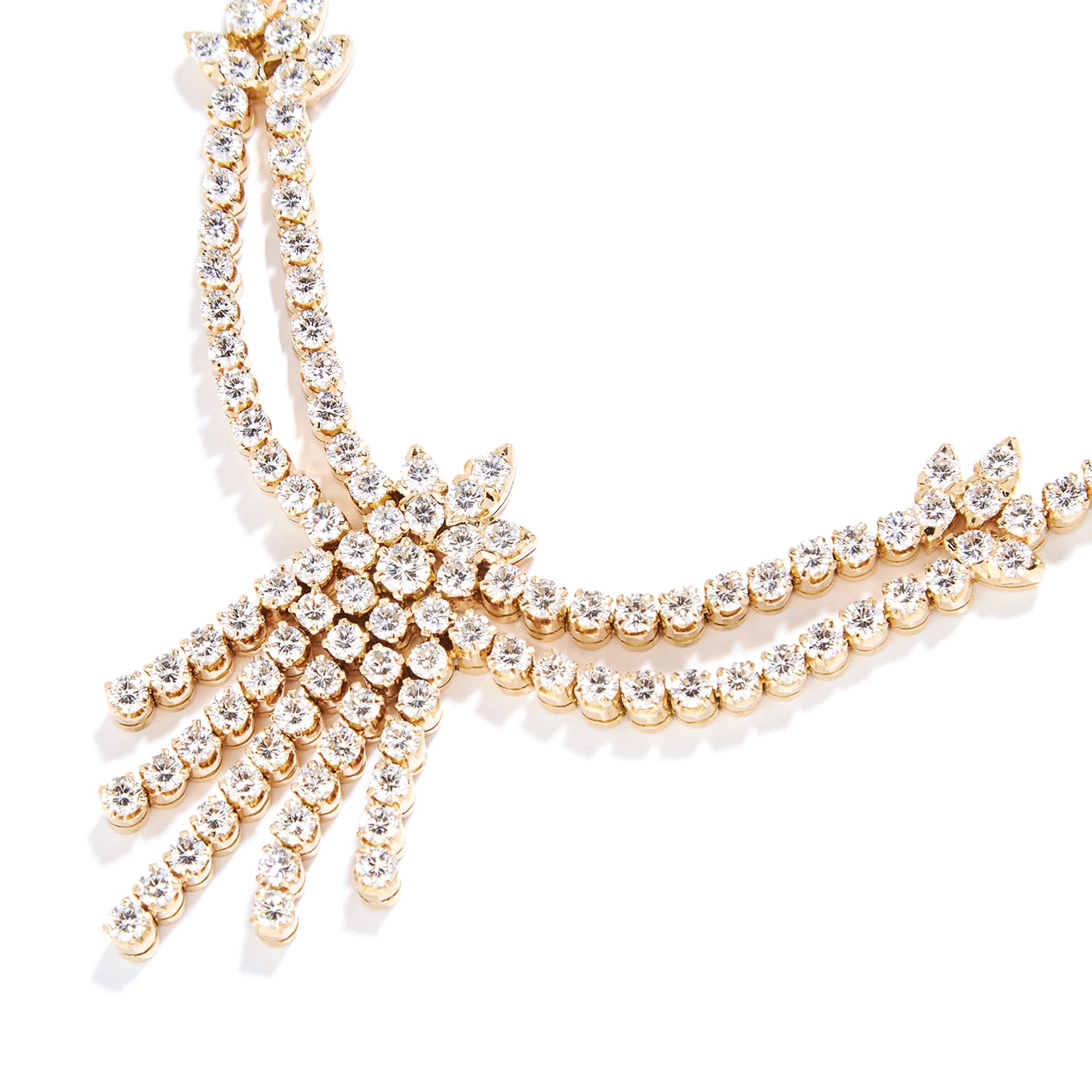 10.00 CARAT DIAMOND NECKLACE in 18ct yellow gold, set with a row of round cut diamonds, suspending - Bild 2 aus 2