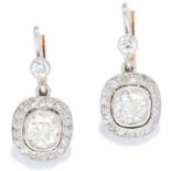 DIAMOND CLUSTER EARRINGS in 18ct yellow gold or platinum, each set with old cut diamonds totalling