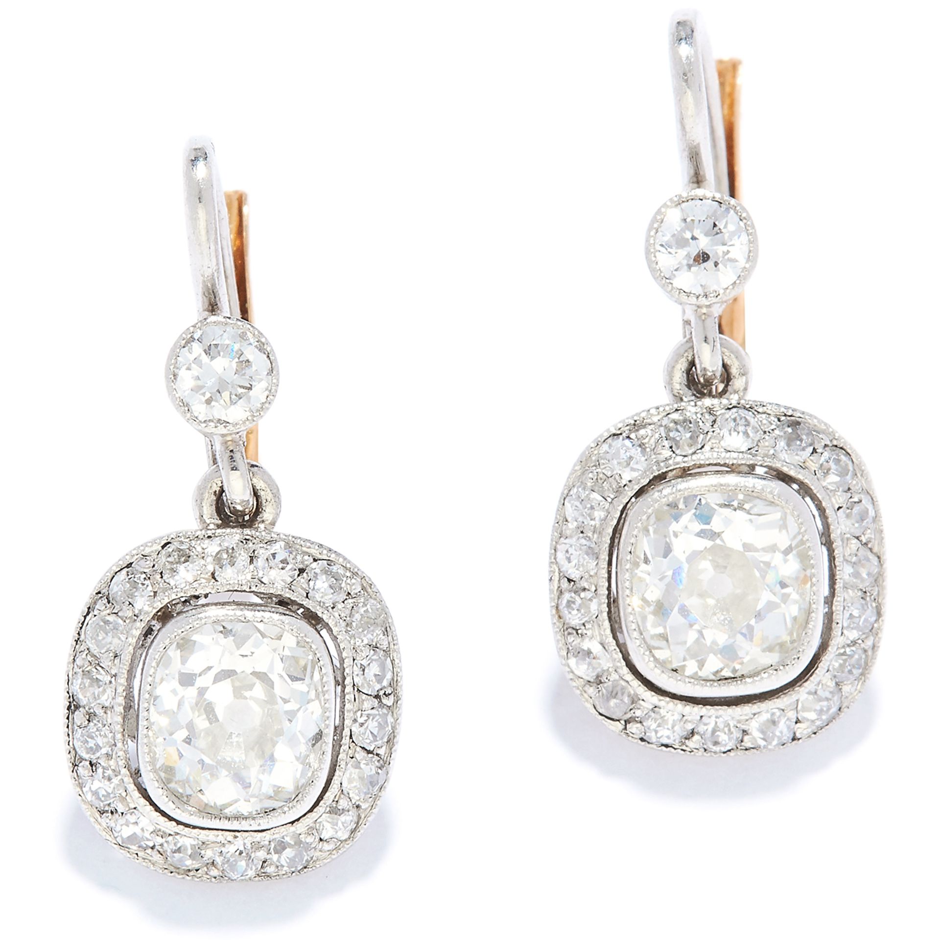 DIAMOND CLUSTER EARRINGS in 18ct yellow gold or platinum, each set with old cut diamonds totalling