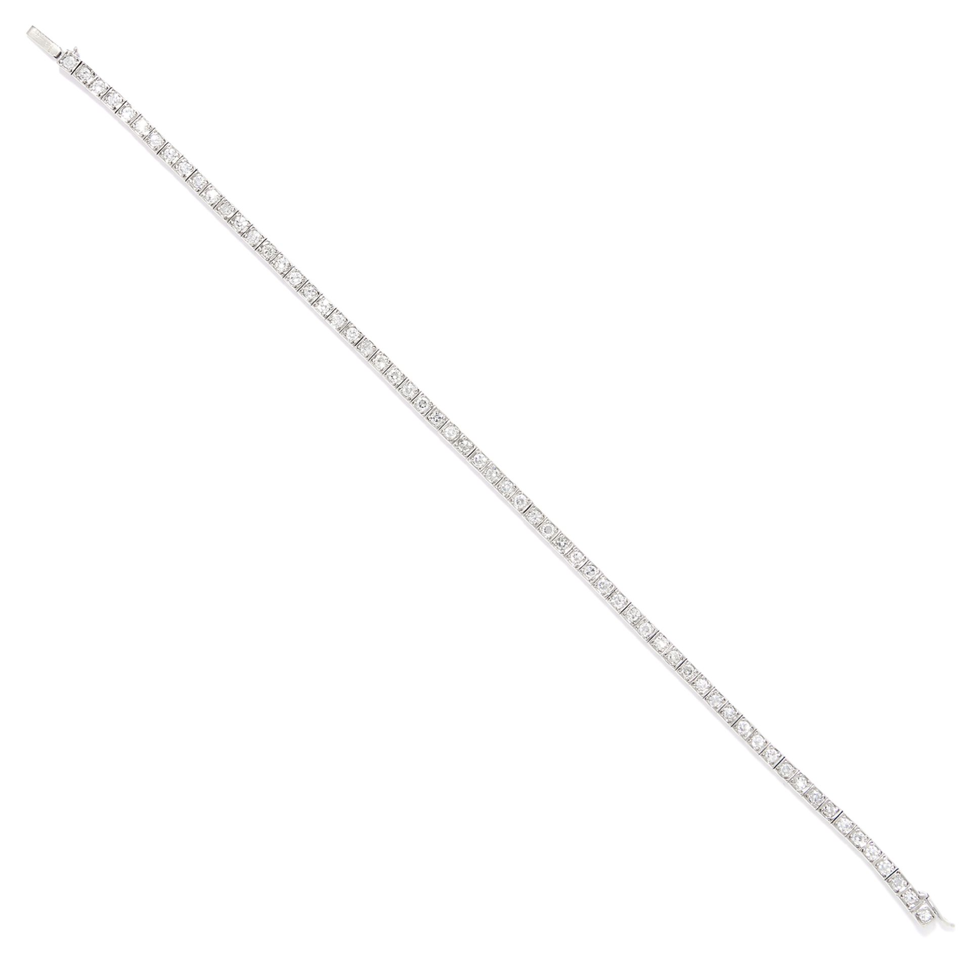 DIAMOND LINE BRACELET, CARTIER in 18ct white gold, set with a row of round cut diamonds, signed