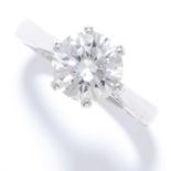 2.06 CARAT SOLITAIRE DIAMOND RING in platinum, set with a round brilliant cut diamond of 2.06