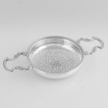 ANTIQUE GEORGE II STERLING SILVER LEMON STRAINER, WILLIAM BOND LONDON 1756 of circular form with