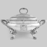 ANTIQUE GEORGE III STERLING SILVER SOUP TUREEN AND COVER, PAUL STORR LONDON 1812 the oval body