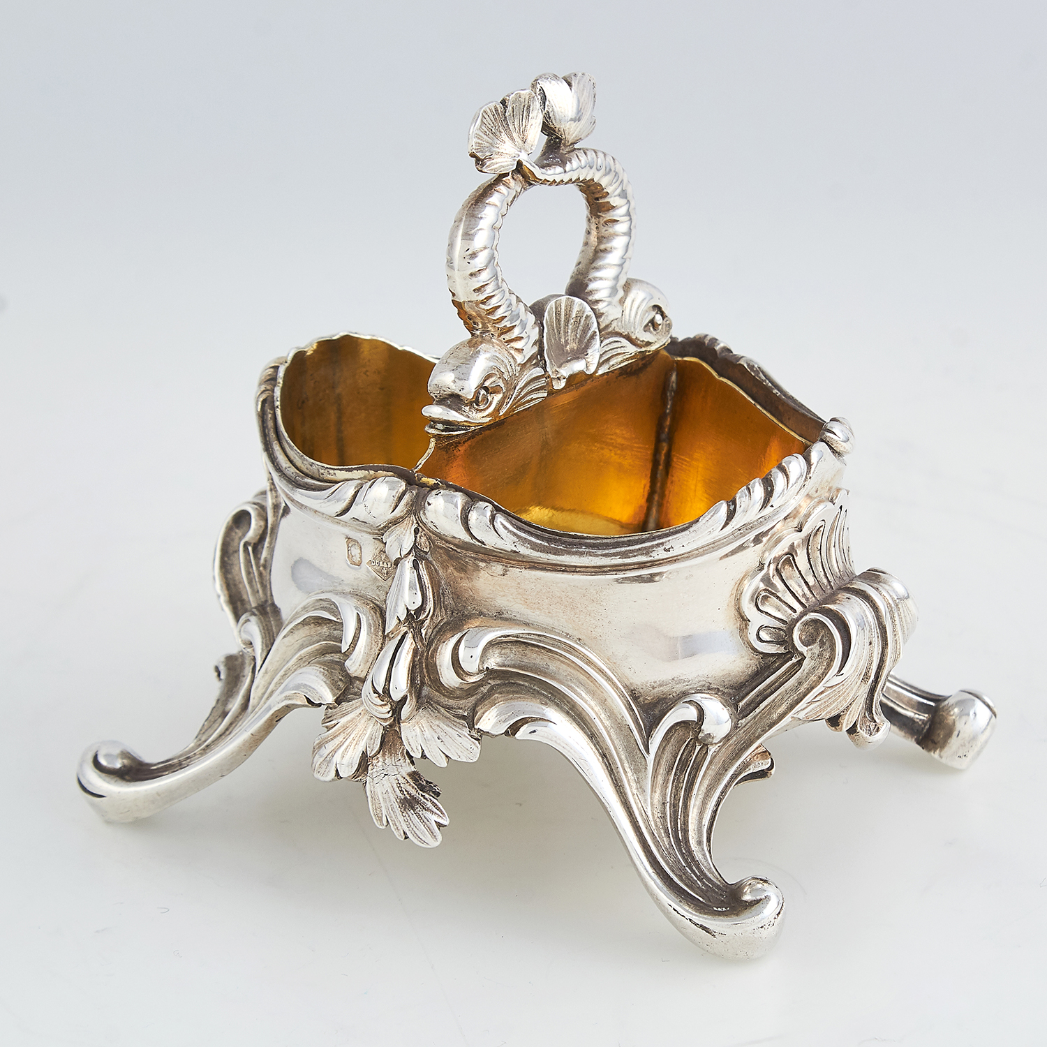 PAIR OF ANTIQUE FRENCH SILVER SALT CELLARS, F DUNARD CIRCA 1870 of oval form, each raised on four - Image 2 of 3