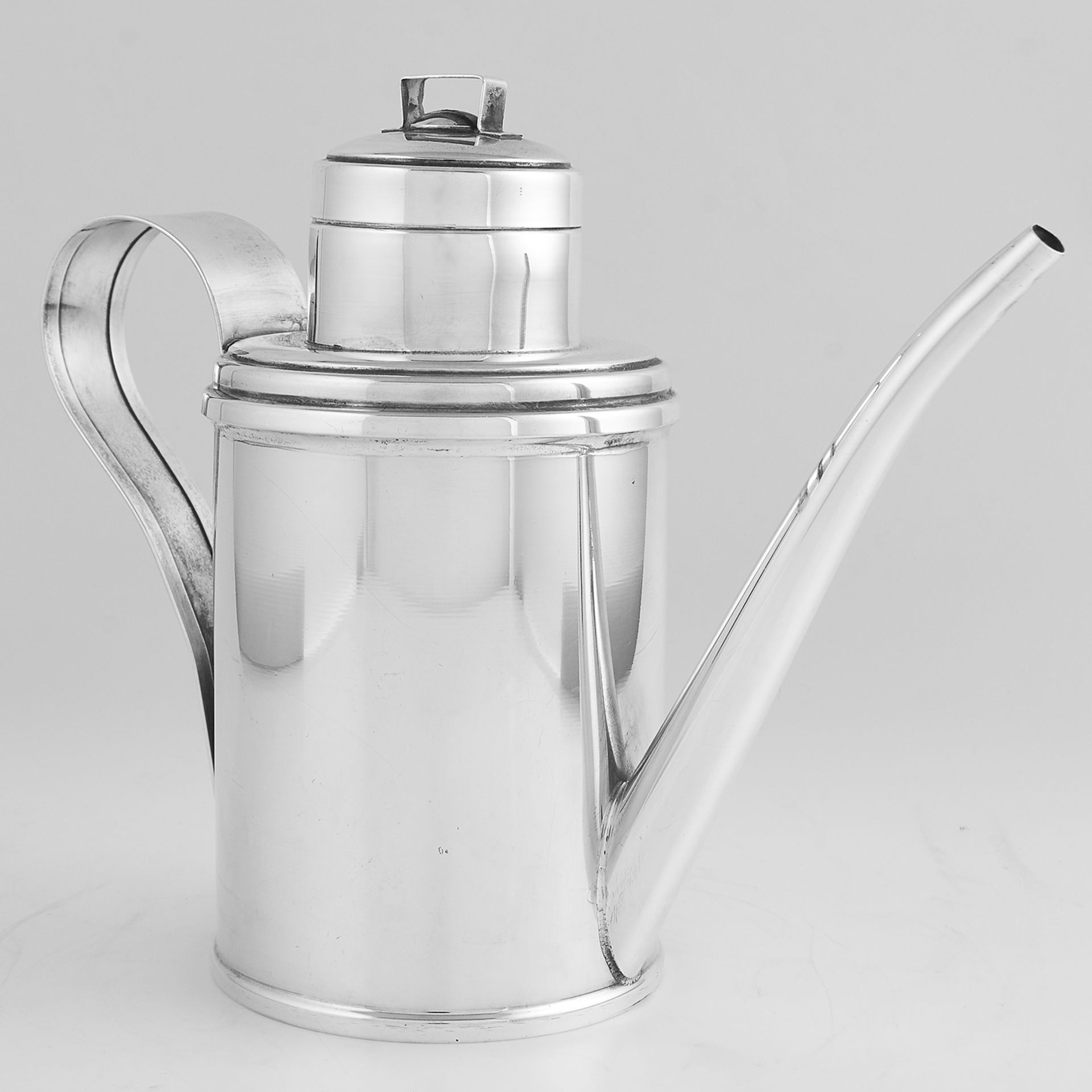 VINTAGE ITALIAN SILVER OLIVE OIL CAN designed as a watering can, with scrolling handle and - Bild 2 aus 2