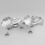 PAIR OF ANTIQUE GEORGE IV STERLING SILVER SHELL DISHES, C & J FRY, LONDON 1823 each designed as a