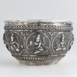 A BURMESE SILVER BOWL, 20TH CENTURY, 8cm, 177.0g.