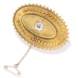 ANTIQUE DIAMOND MOURNING BROOCH in 15ct yellow gold, in Etruscan revival style set with an old cut