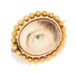 ANTIQUE MINIATURE SEEING EYE BROOCH in high carat yellow gold