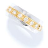 DIAMOND ETERNITY RING in 18ct gold, set with a single row of round cut diamonds in yellow and