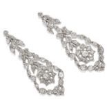 DIAMOND DROP EARRINGS in silver, comprising of round cut diamonds in articulated drop form,