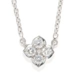 HINDU DIAMOND PENDANT, CARTIER in 18ct white gold, the quatrefoil motif set with round cut