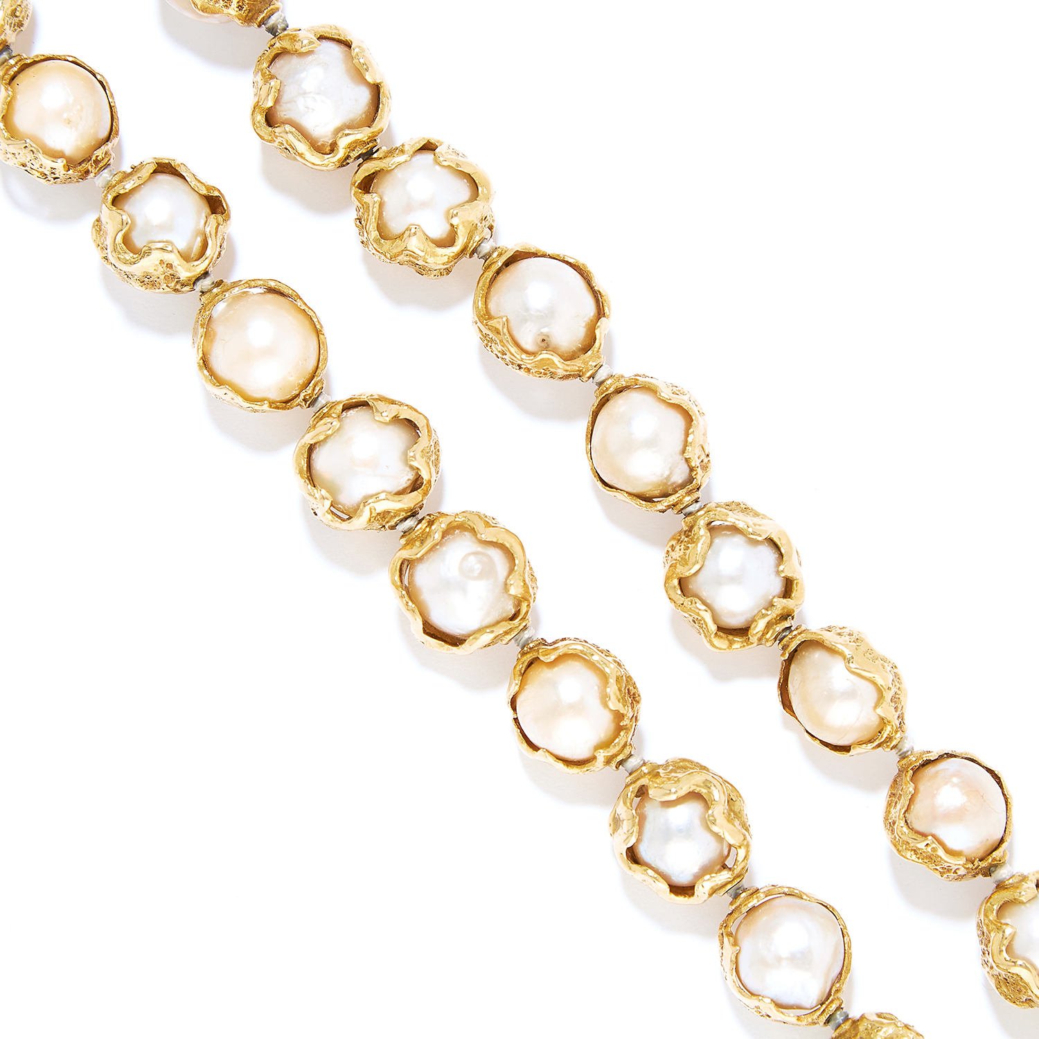 PEARL BEAD NECKLACE, CHARLES DE TEMPLE, 1957 in 18ct yellow gold, comprising of a single row of - Image 2 of 2