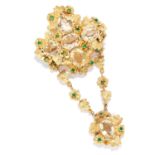 ANTIQUE CITRINE AND EMERALD BROOCH, 19TH CENTURY in high carat yellow gold set with an arrangement